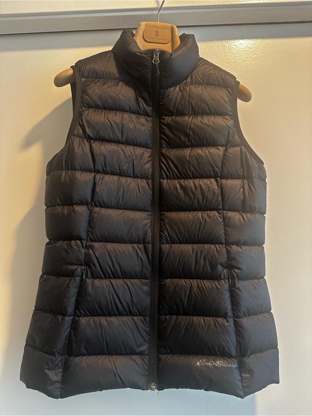 Packable Quilted Down Vest, Black, Womenβs Small